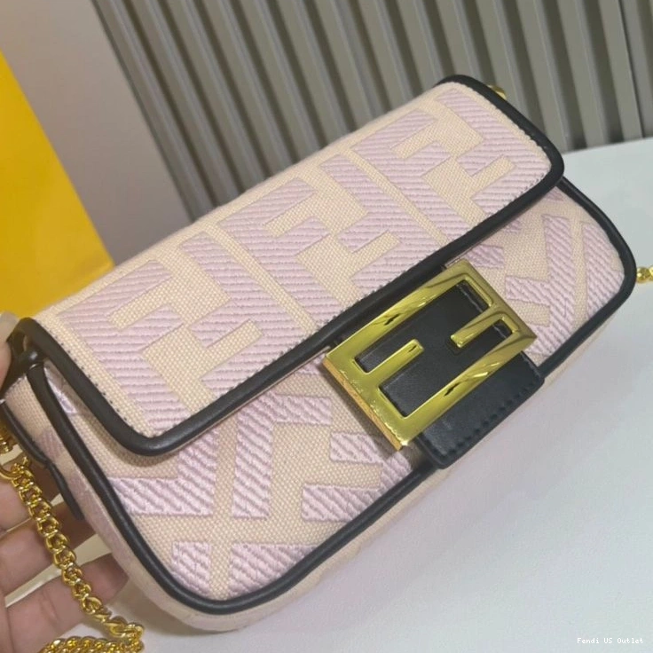 Affordable HOT Cherry In FF Motif Fendi Mini Bag Baguette Canvas 0726